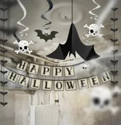Halloween Fledermaus Hänger aus Papier im 3er Set schwarz