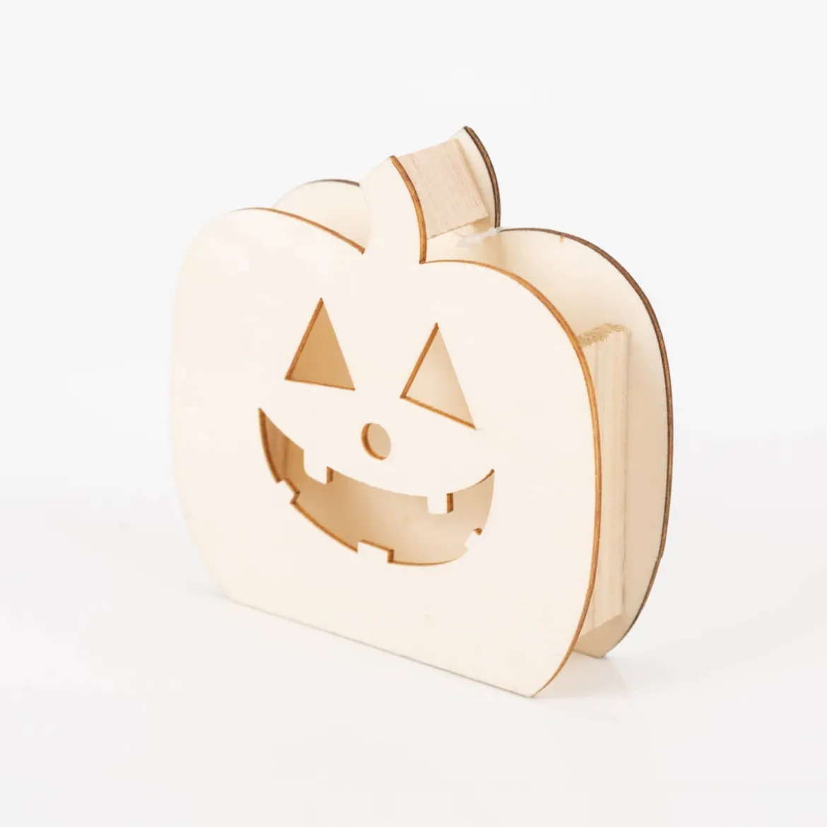 Halloween Kürbiskopf Holz 13x13x13,5cm