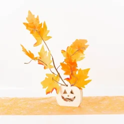 Halloween Kürbiskopf Holz 13x13x13,5cm