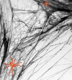 Halloween Spinnennetz in Schwarz 60g mit zwei Spinnen