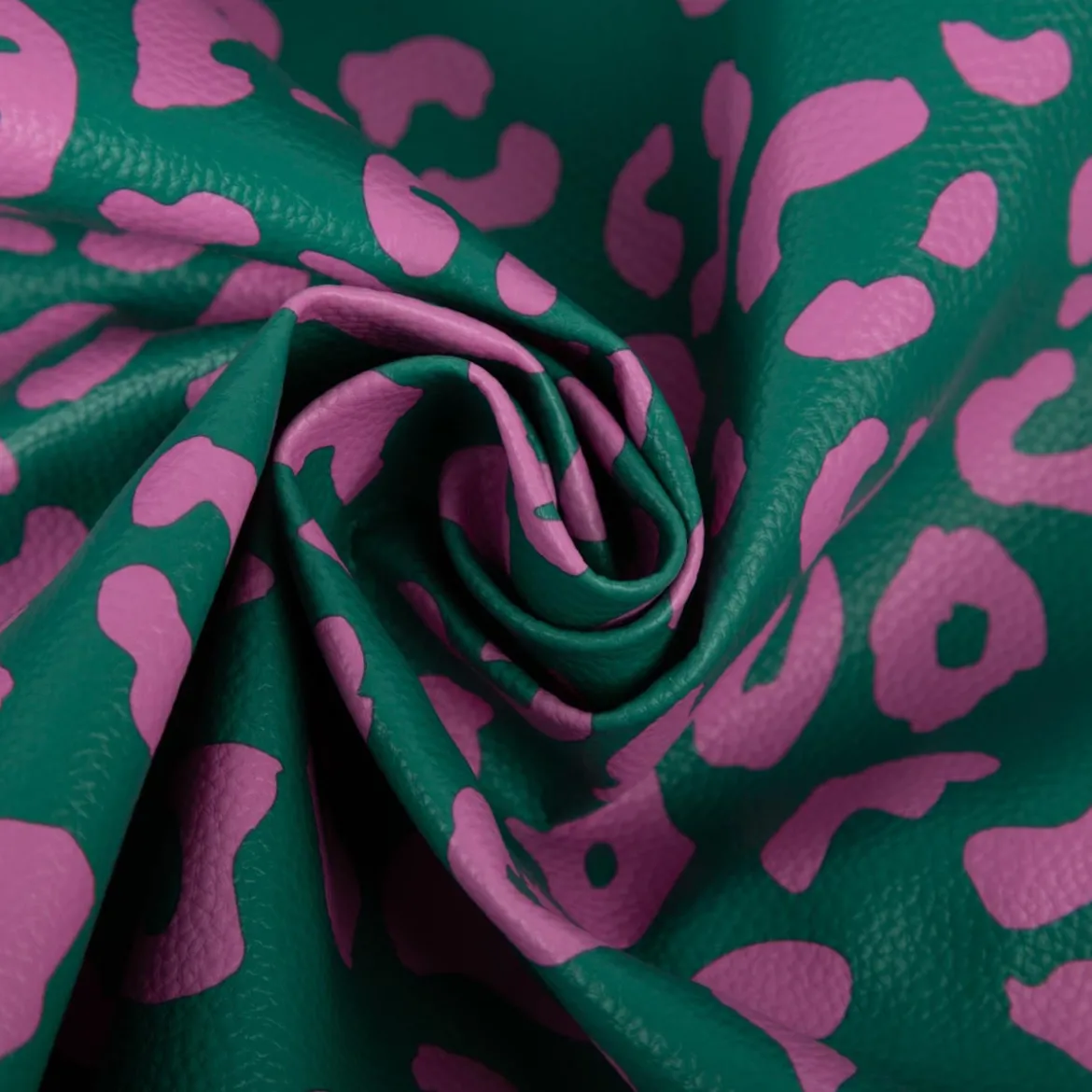 Happy Leo Kunstleder Leo Grün Pink von Cherry Picking by Swafing