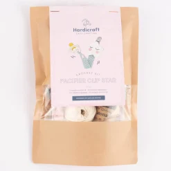 HardiCraft Häkelset für Schnullerkette Stern weiß mint rosa mehrteilig