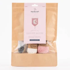 HardiCraft Häkelset für Wandhänger Mond rosa weiß grau mehrteilig