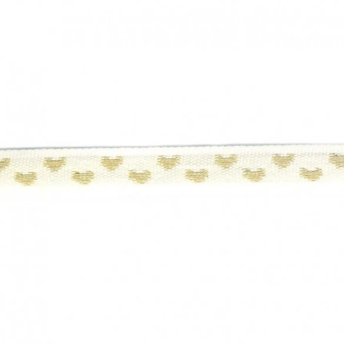 Herzchenborte Band mit Herzen Ripsband 9mm breit ecru goldfarbig 25m Rolle