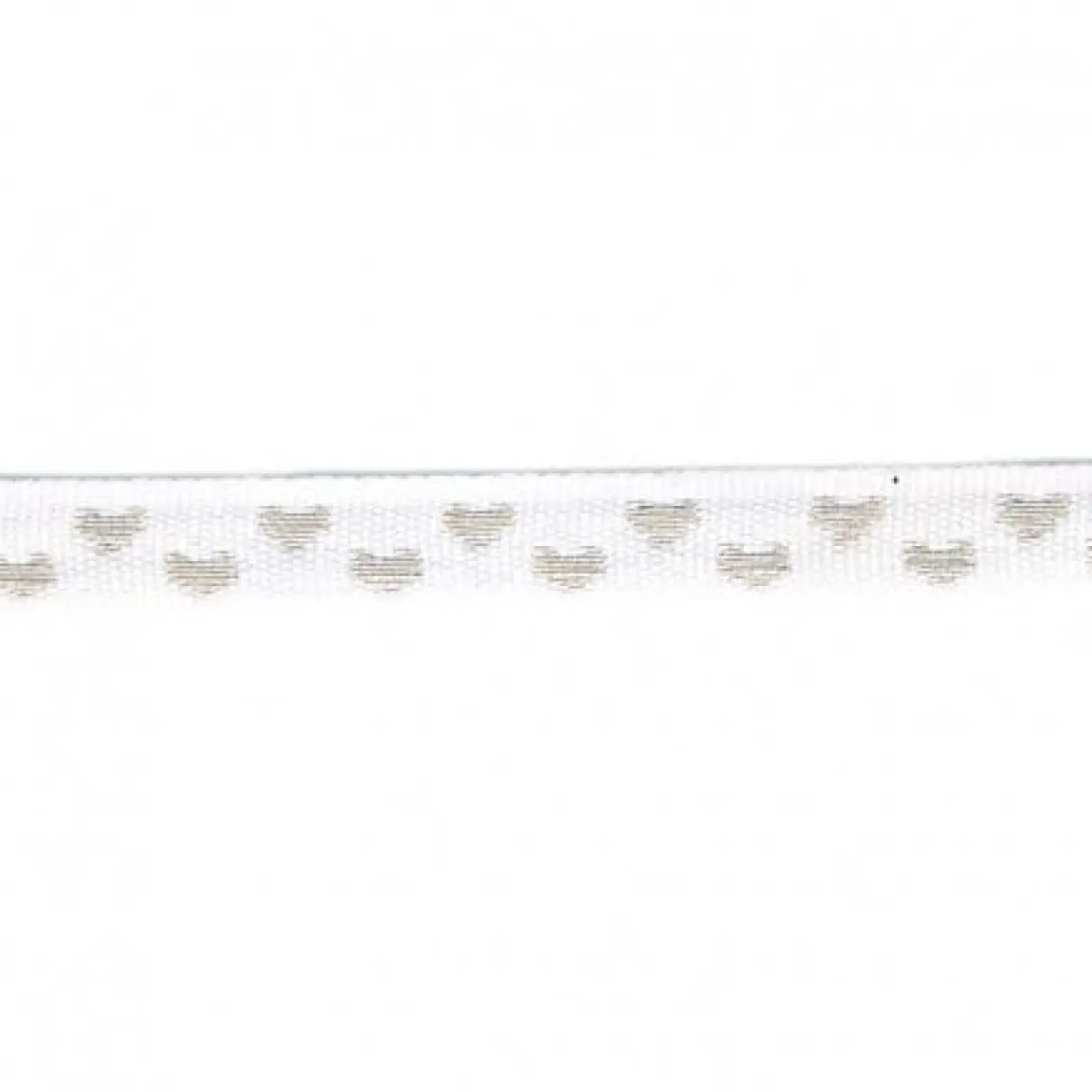 Herzchenborte Band mit Herzen Ripsband 9mm breit weiß silberfarbig 25m Rolle