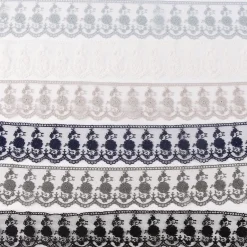 Häkelband auf Tüll blaugrau Breite: 6cm