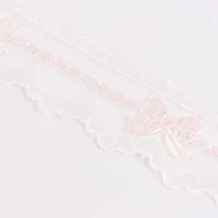 Häkelband Borte auf Tüll Schleife creme rosa Breite: 4cm