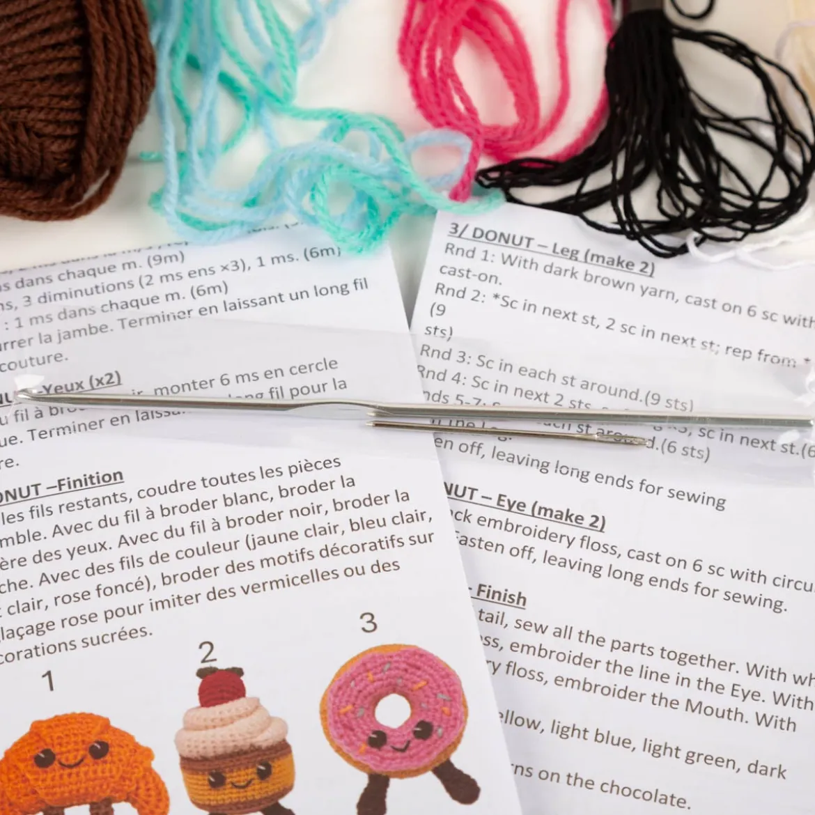 Häkelset Croissant Muffin und Donut DIY Set