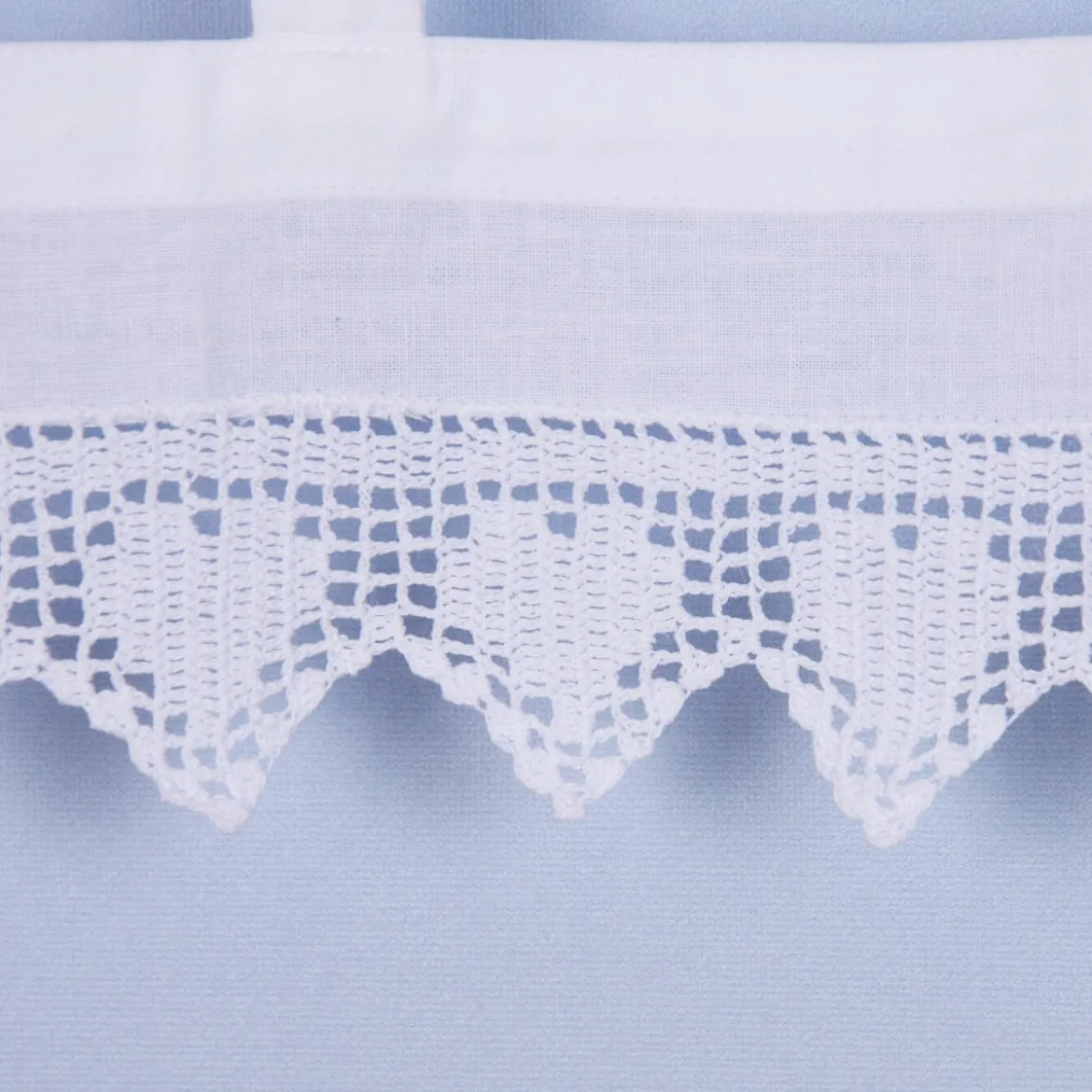 Häkelspitze Häkelgardine Panneaux Herzchen mit Schlaufen weiß 125x15cm