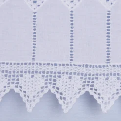 Häkelspitze Häkelgardine Panneaux Herzchen mit Schlaufen weiß 125x25cm