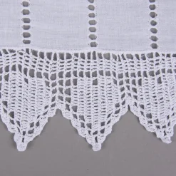 Häkelspitze Häkelgardine Panneaux Herzchen Meterware mit Schlaufen weiß 25cm Höhe