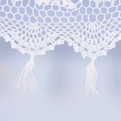 Häkelspitze Häkelgardine Panneaux Meterware Boho Mandalablume mit Tunneldurchzug weiß 45cm Höhe