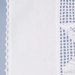 Häkelspitze Häkelgardine Scheibengardine mit Schlaufen und Häkeldetail Dreiecksabschluss Rose weiß 35x45cm