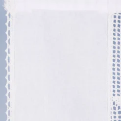 Häkelspitze Häkelgardine Scheibengardine mit Schlaufen und Häkeldetail Dreiecksabschluss Rose weiß 45x60cm