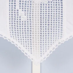 Häkelspitze Häkelgardine Scheibengardine mit Schlaufen und Häkeldetail Dreiecksabschluss Rose weiß 45x60cm
