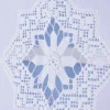 Häkelspitze Häkelgardine Seitenschal mit Schlaufen und Häkeldetail Sternornament weiß 70x180cm
