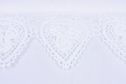 Häkelspitze Häkelgardine Seitenschal Herz mit Tunneldurchzug weiß 40x130cm