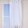 Häkelspitze Häkelgardine Seitenschal Sonnenblume mit Durchzugslöchern weiß 70x180cm
