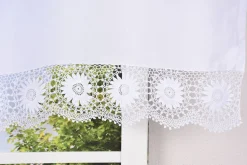 Häkelspitze Häkelgardine Seitenschal Sonnenblume mit Durchzugslöchern weiß 70x180cm