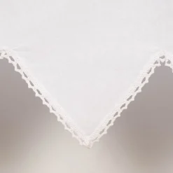 Häkelspitze Häkelgardine Seitenschal Rose mit Dreiecksabschluss mit Tunneldurchzug weiß 90x150cm