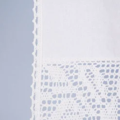 Häkelspitze Häkelgardine Seitenschal Rose mit Dreiecksabschluss mit Tunneldurchzug weiß 90x150cm