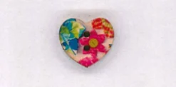 Holzknopf Herz 1,8x1,8cm Blume blau pink