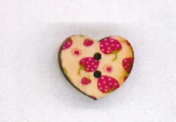 Holzknopf Herz 1,8x1,8cm große Erdbeeren pink