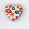 Holzknopf Maschinen waschbar Herz 2,5x2,5cm Blumen blau rot pink
