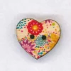 Holzknopf Maschinen waschbar Herz 2,5x2,5cm Gerbera bunt