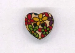 Holzknopf Maschinen waschbar Herz 1,5x1,5cm Boterbloem Blumen