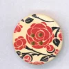 Holzknopf Maschinen waschbar rund 30mm Rosen groß rot schwarz