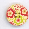 Holzknopf Maschinen waschbar rund 30mm Blumen rot grün