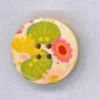 Holzknopf Maschinen waschbar rund 25mm Blätter und Blumen