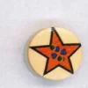 Holzknopf Maschinen waschbar rund 20mm Stern mit Herzen orange