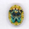 Holzknopf Maschinen waschbar 2,3x3cm Schmetterling blau gelb