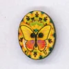 Holzknopf Maschinen waschbar 2,3x3cm Schmetterling gelb