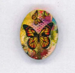 Holzknopf Maschinen waschbar 2,3x3cm Schmetterling bunt