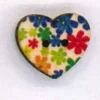 Holzknopf Maschinen waschbar Herz 2x2cm Blumen blau grün pink