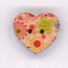 Holzknopf Maschinen waschbar Herz 2x2cm Blumen grün rosa gelb