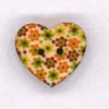 Holzknopf Maschinen waschbar Herz 2x2cm kleine Blumen braun grün rot