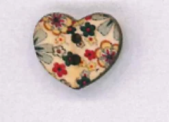 Holzknopf Maschinen waschbar Herz 1,8x1,8cm Blumen pastel Töne