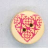 Holzknopf Maschinen waschbar rund 20mm Herz Ornament pink