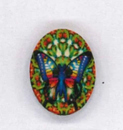 Holzknopf 2,3x3cm Schmetterling grün blau rot