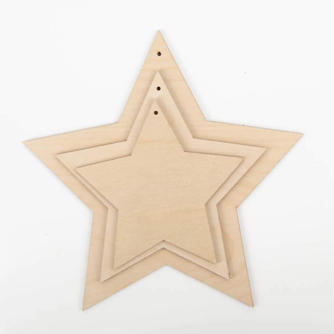 Holz-Sterne natur 3er Set 12+15+20cm ø – FSC Holz von Rayher