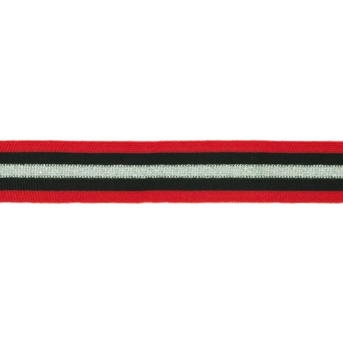Hosenband Polyester leicht elastisch Streifen Glitzer rot schwarz silberfarbig Breite: 3cm