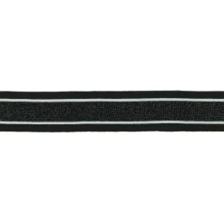 Hosenband Polyester leicht elastisch Streifen Glitzer schwarz weiß Breite: 3cm