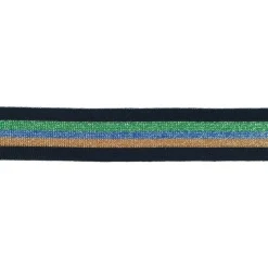 Hosenband Polyester leicht elastisch Streifen Glitzer schwarz grün blau braun Breite: 3cm