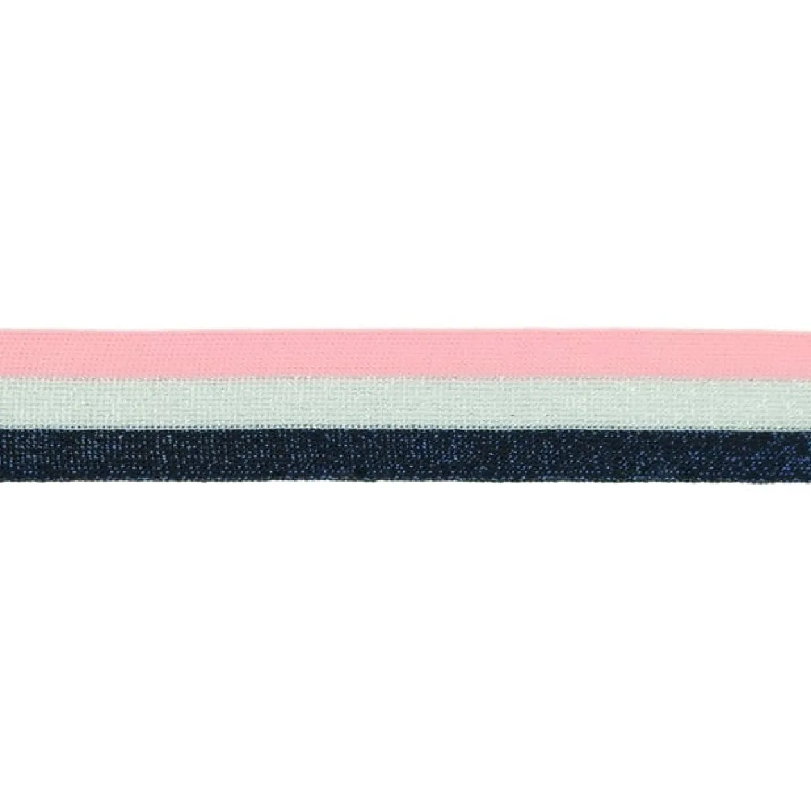 Hosenband Polyester leicht elastisch Streifen Glitzer rosa silberfarbig dunkelblau Breite: 3cm