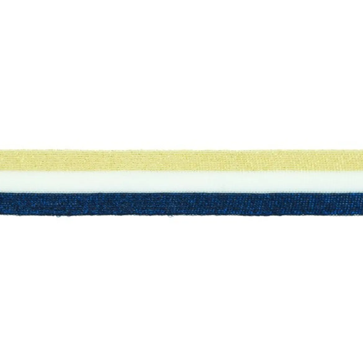 Hosenband Polyester leicht elastisch Streifen Glitzer goldfarbig weiß blau Breite: 3cm