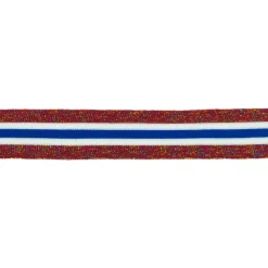 Hosenband Polyester leicht elastisch Streifen Glitzer rot weiß blau Breite: 3cm